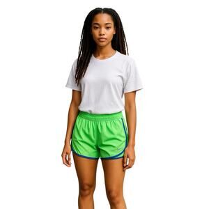 Nike Dri-FIT‎ Women's Running Shorts M Medium Green Blue Trim Lined Inner Pocket